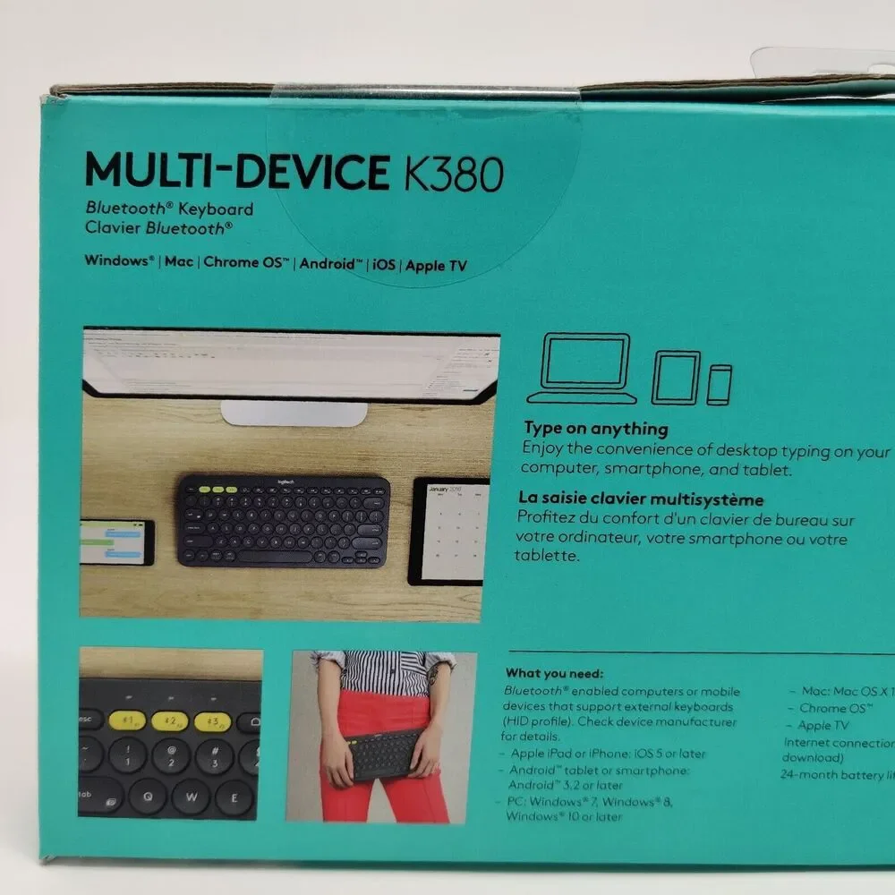 Logitech K380 Multi-Device Wireless Bluetooth Keyboard Android IOS Mac Windows